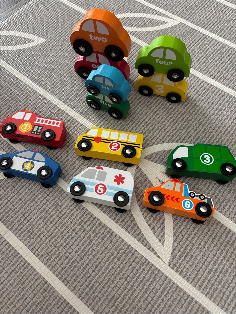 Wooden Melissa & Doug baby toddler counting number 12 car vehicle toys set lot - Picture 3 of 3